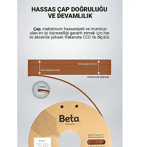 Beta PLA+ Filament 1.75mm 1kg KAHVERENGİ - 6
