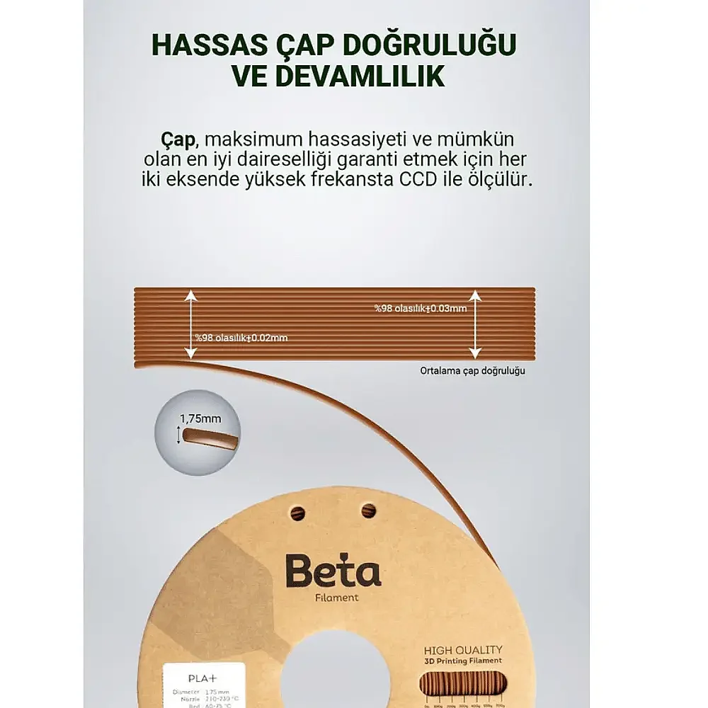 Beta PLA+ Filament 1.75mm 1kg KAHVERENGİ - 6