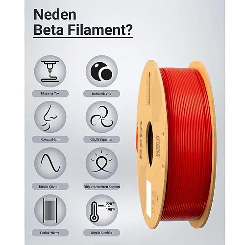 Beta PLA+ Filament 1.75mm 1kg Kiss Red KIRMIZI - 8